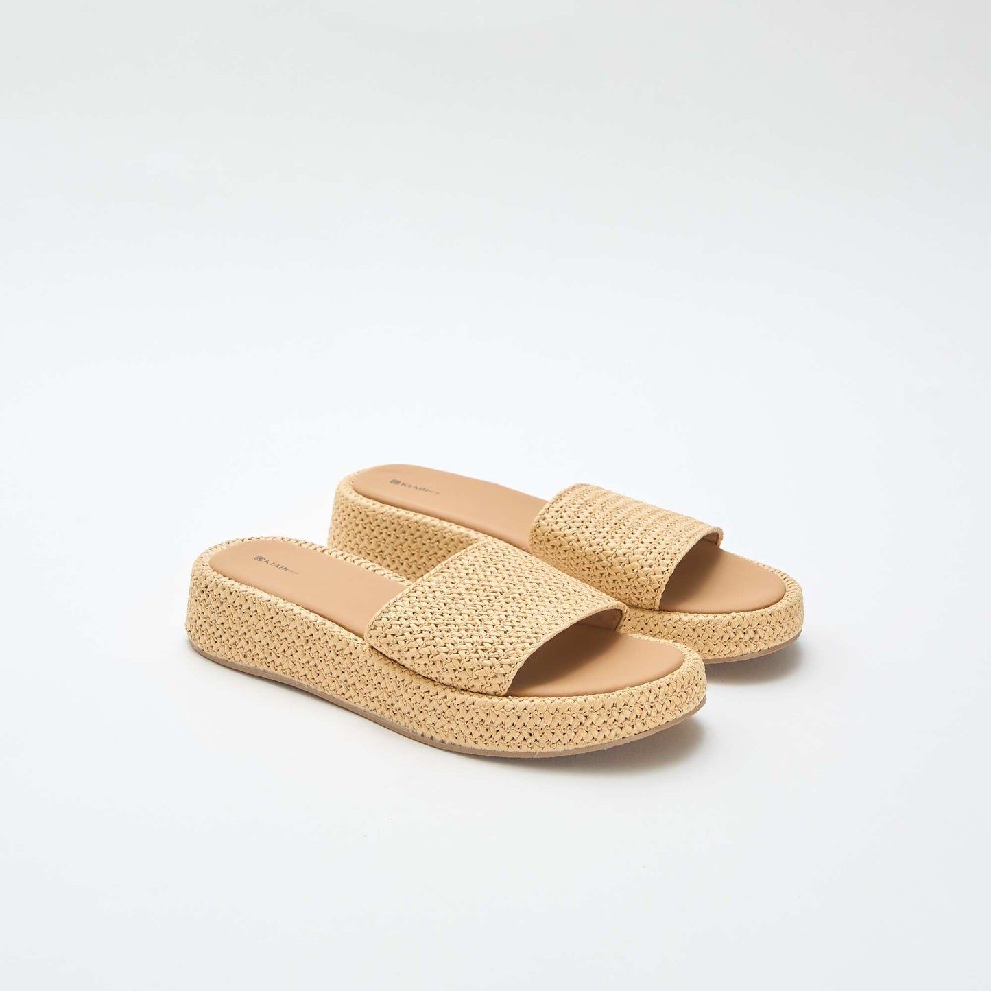 Mule compensée imitation paille BEIGE
