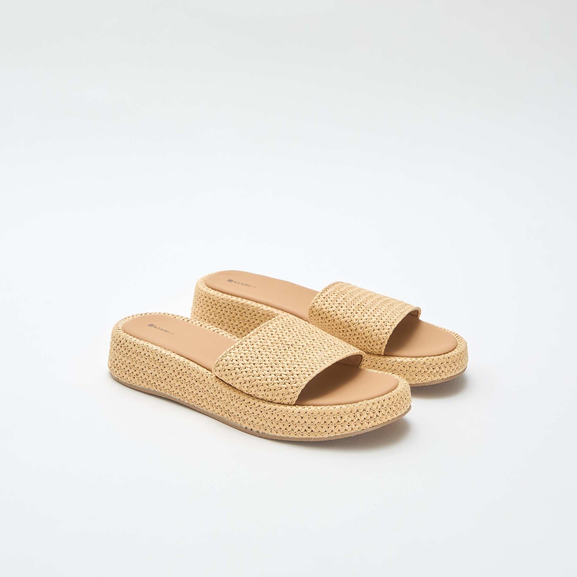 Mule compensée imitation paille BEIGE