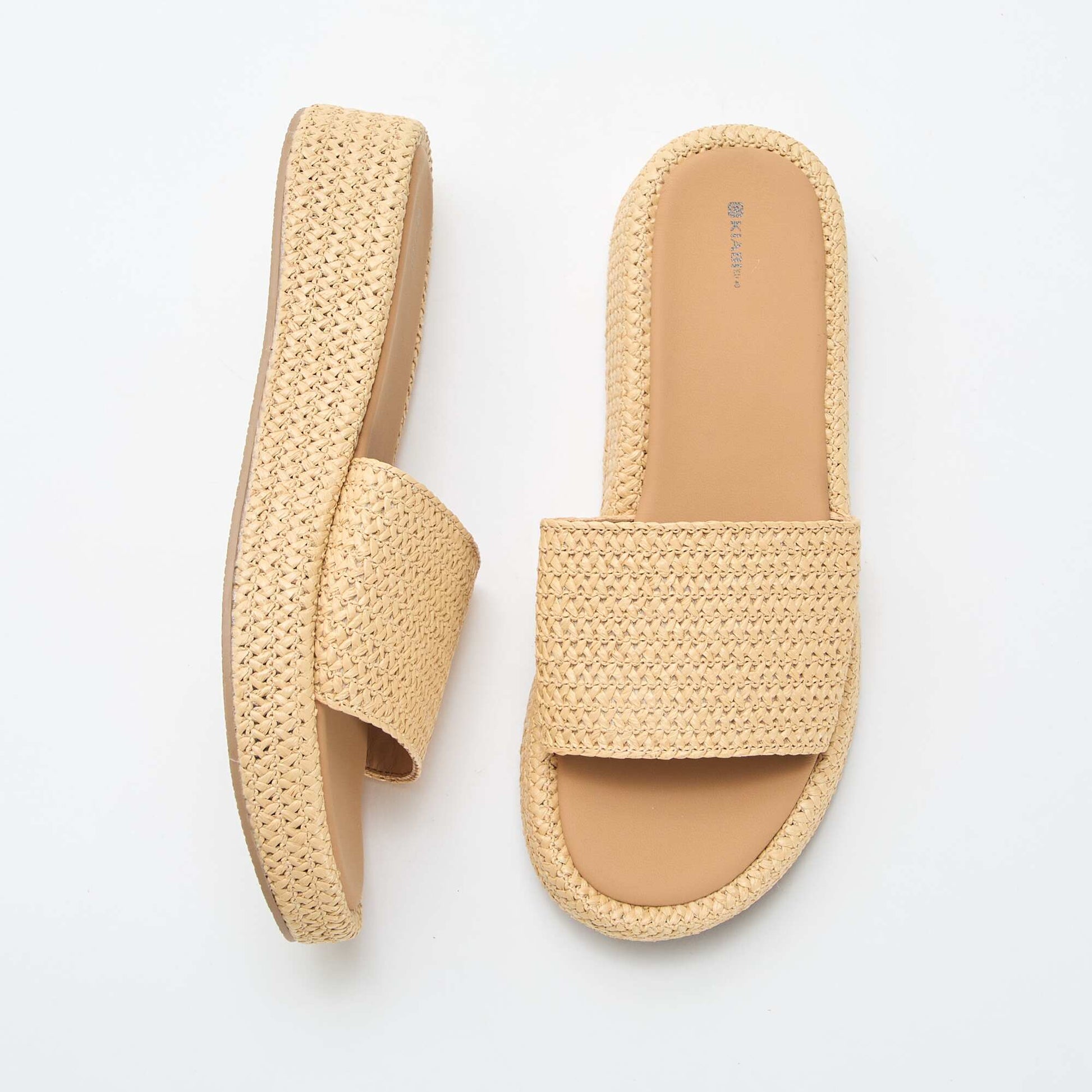 Mule compensée imitation paille BEIGE