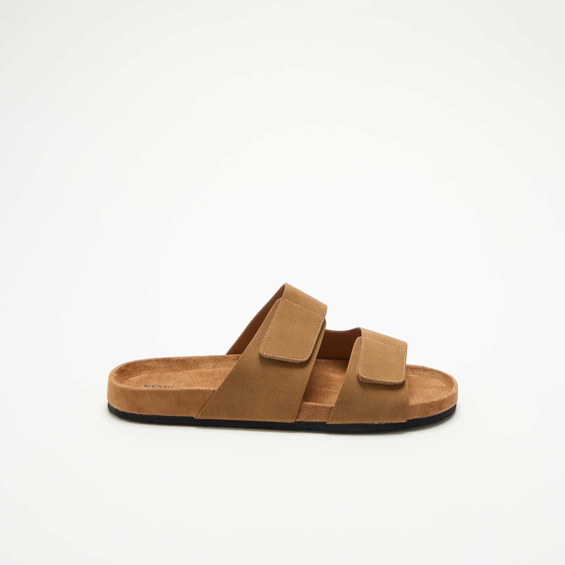 Mules en suédine avec brides à scratch MARRON
