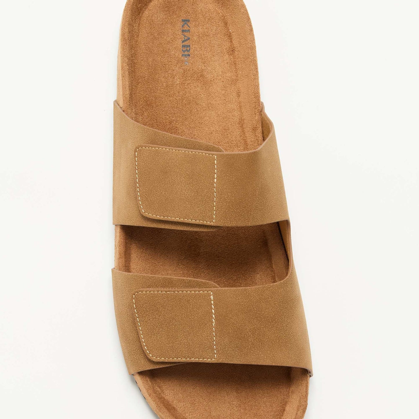 Mules en suédine avec brides à scratch MARRON
