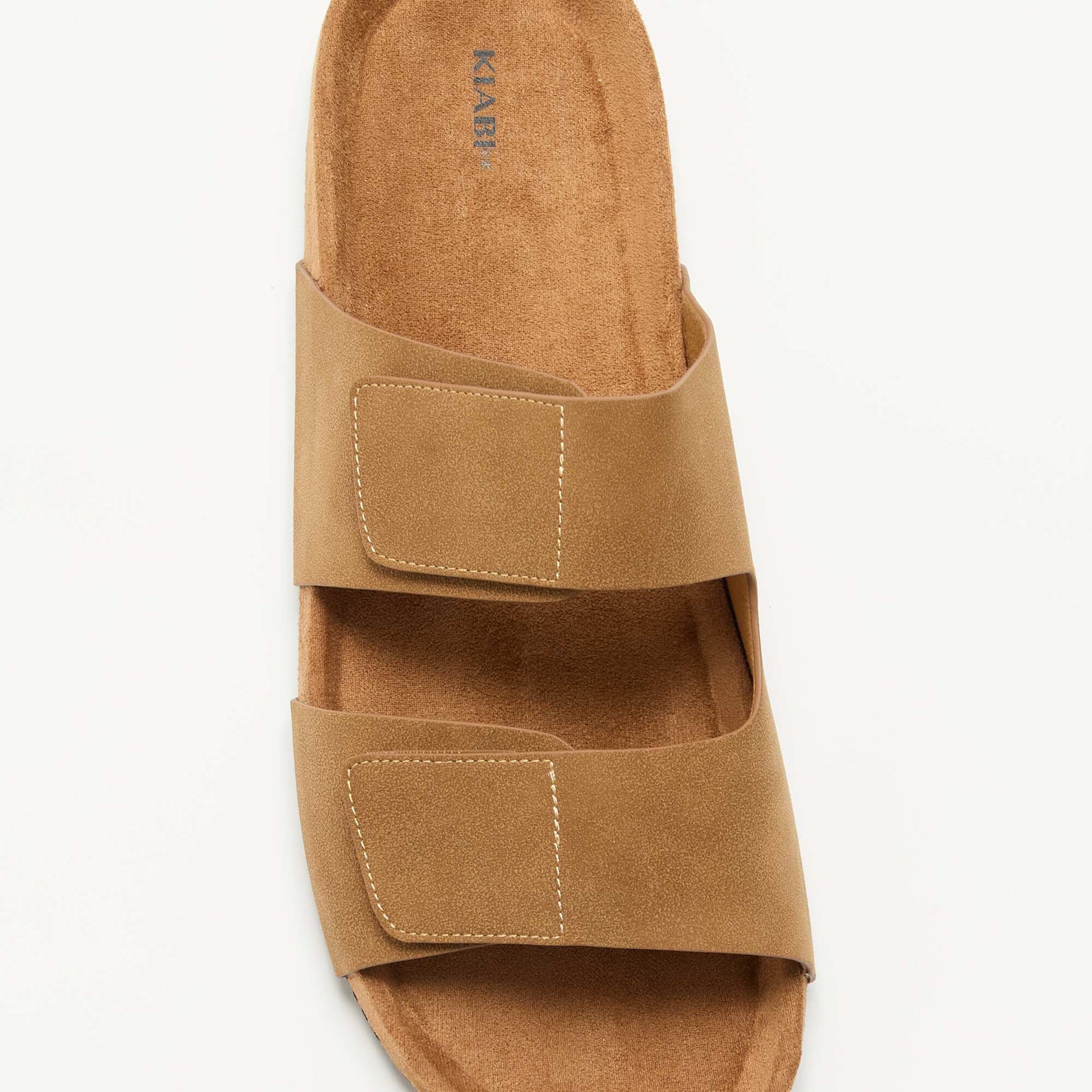 Mules en suédine avec brides à scratch MARRON
