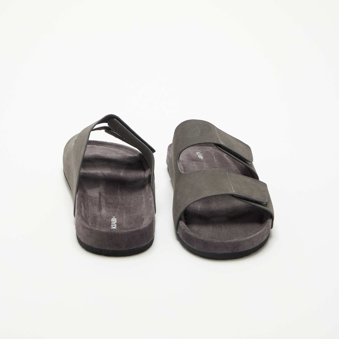 Mules en suédine avec brides à scratch GRIS