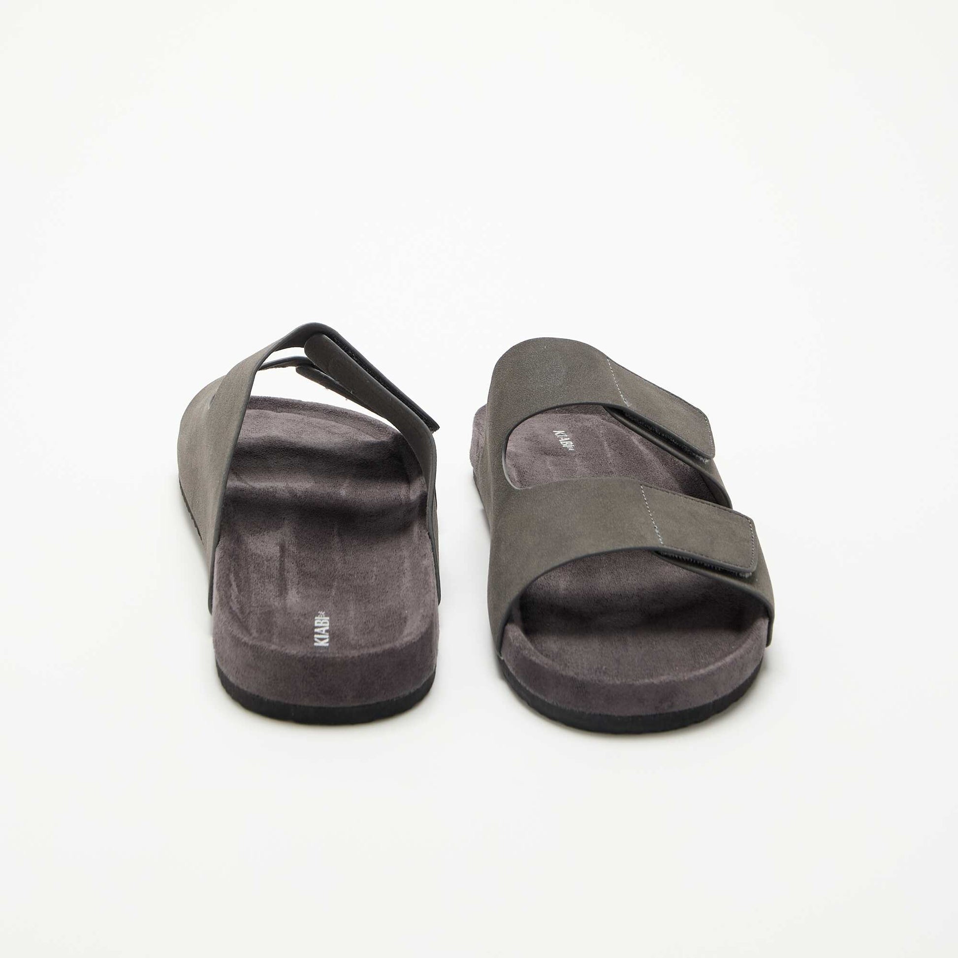 Mules en suédine avec brides à scratch GRIS