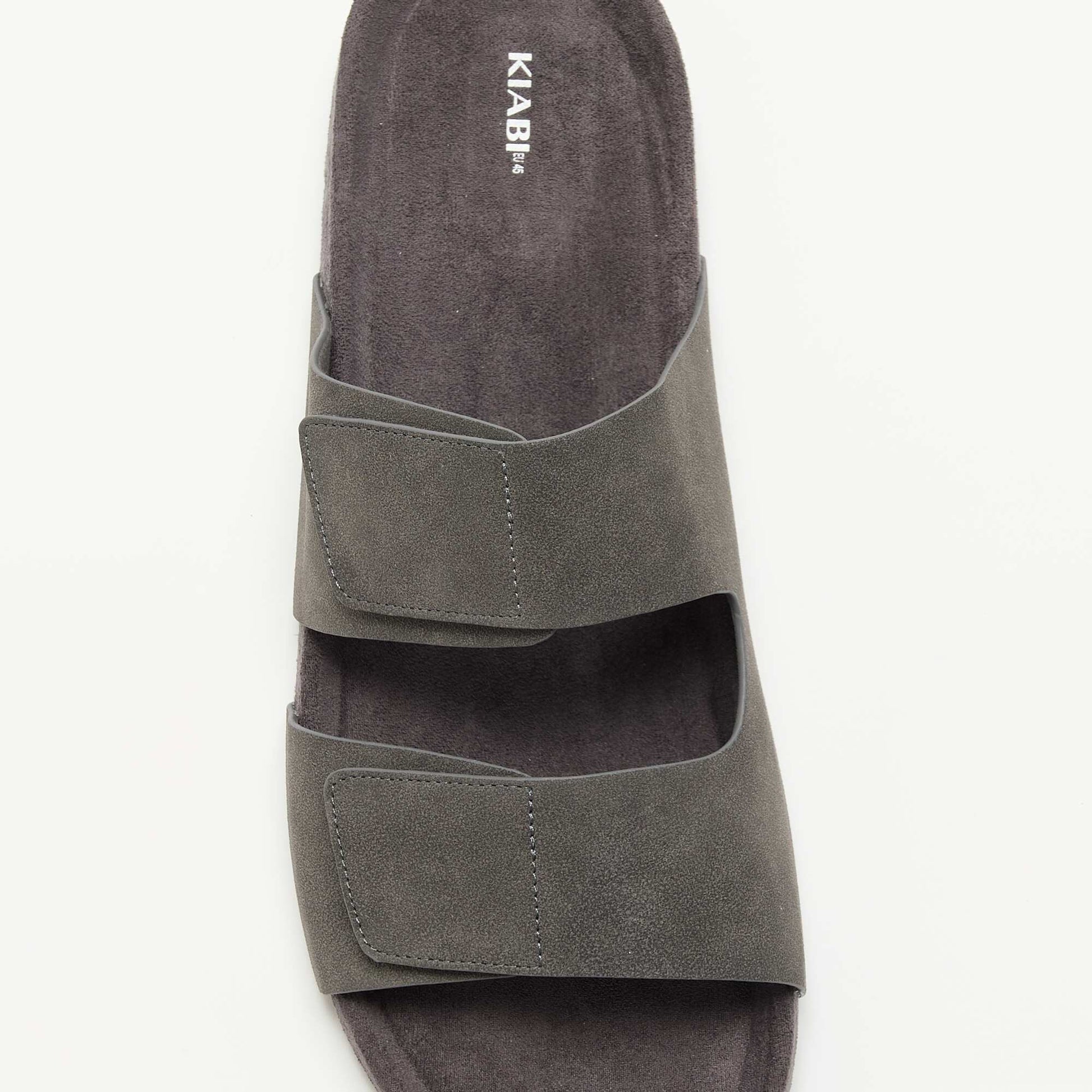 Mules en suédine avec brides à scratch GRIS