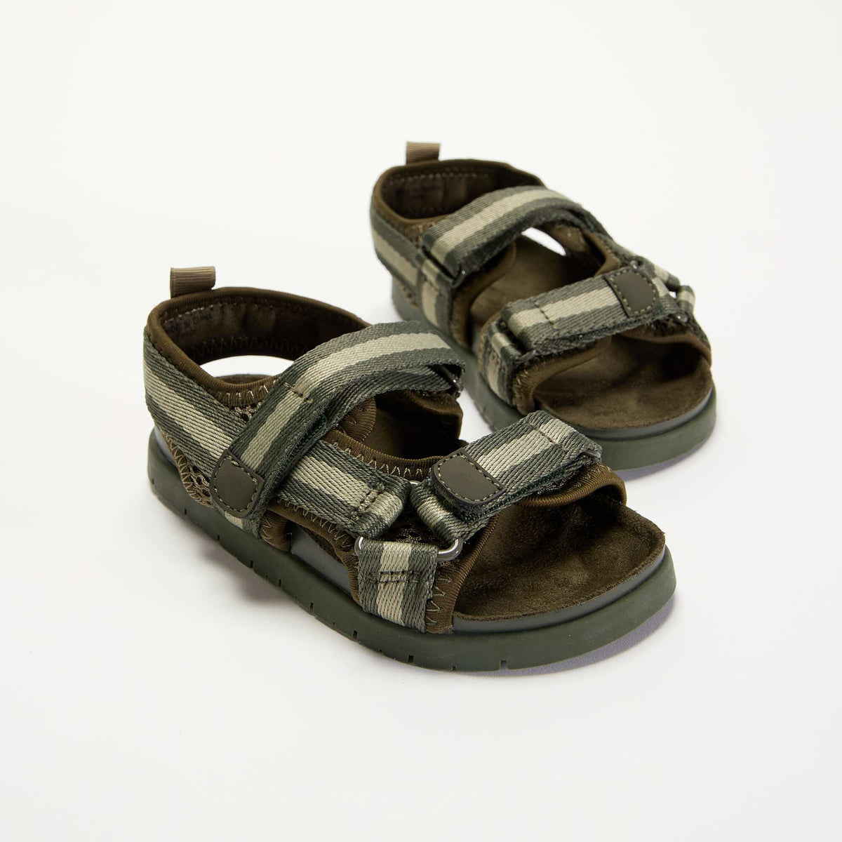 Sandales doubles brides à scratch KAKI