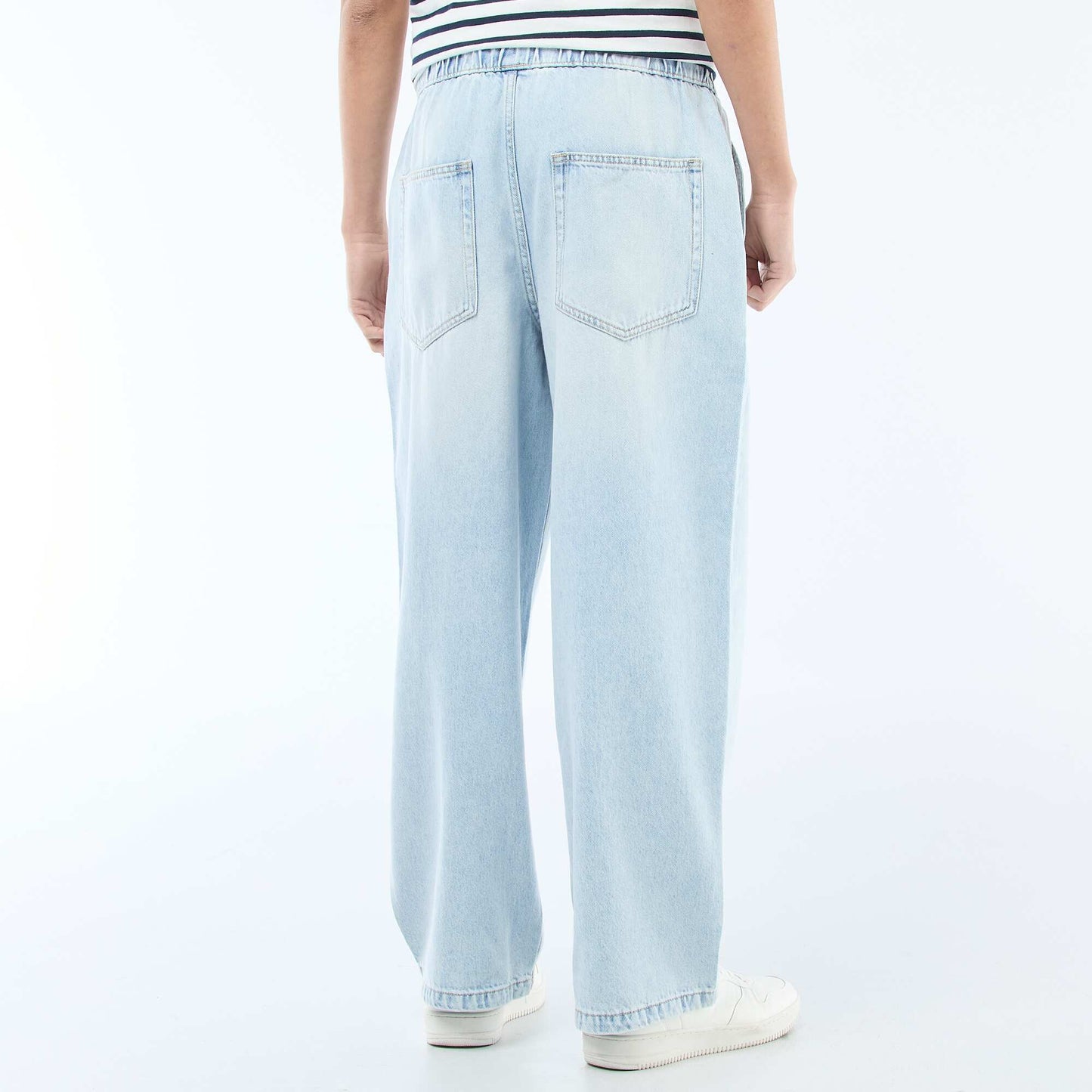 Jean coupe large avec taille élastiquée BLEU