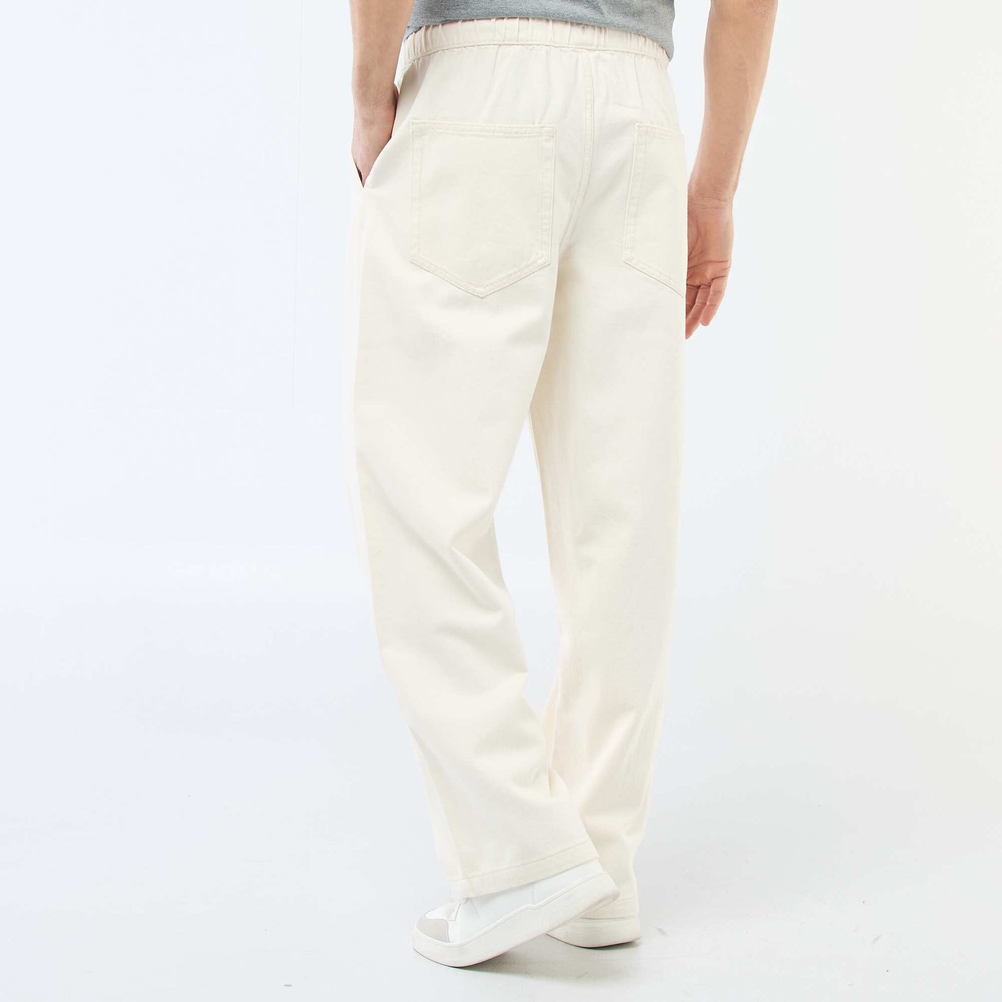 Jean coupe large avec taille élastiquée BLANC