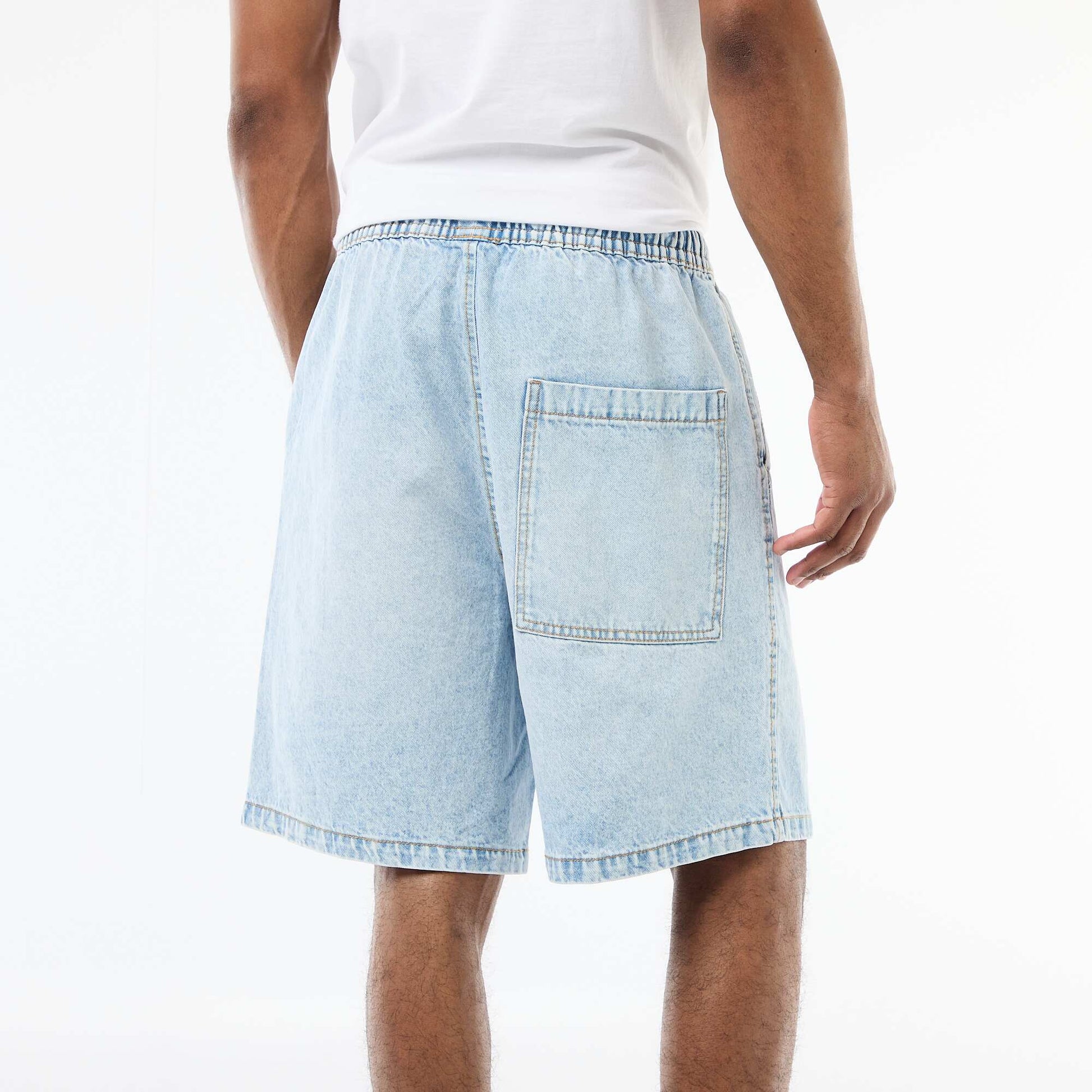 Bermuda en jean avec taille élastiquée BLEU