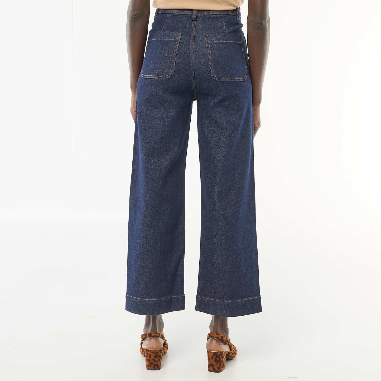 Pantalon denim cropped avec boutons RINCE