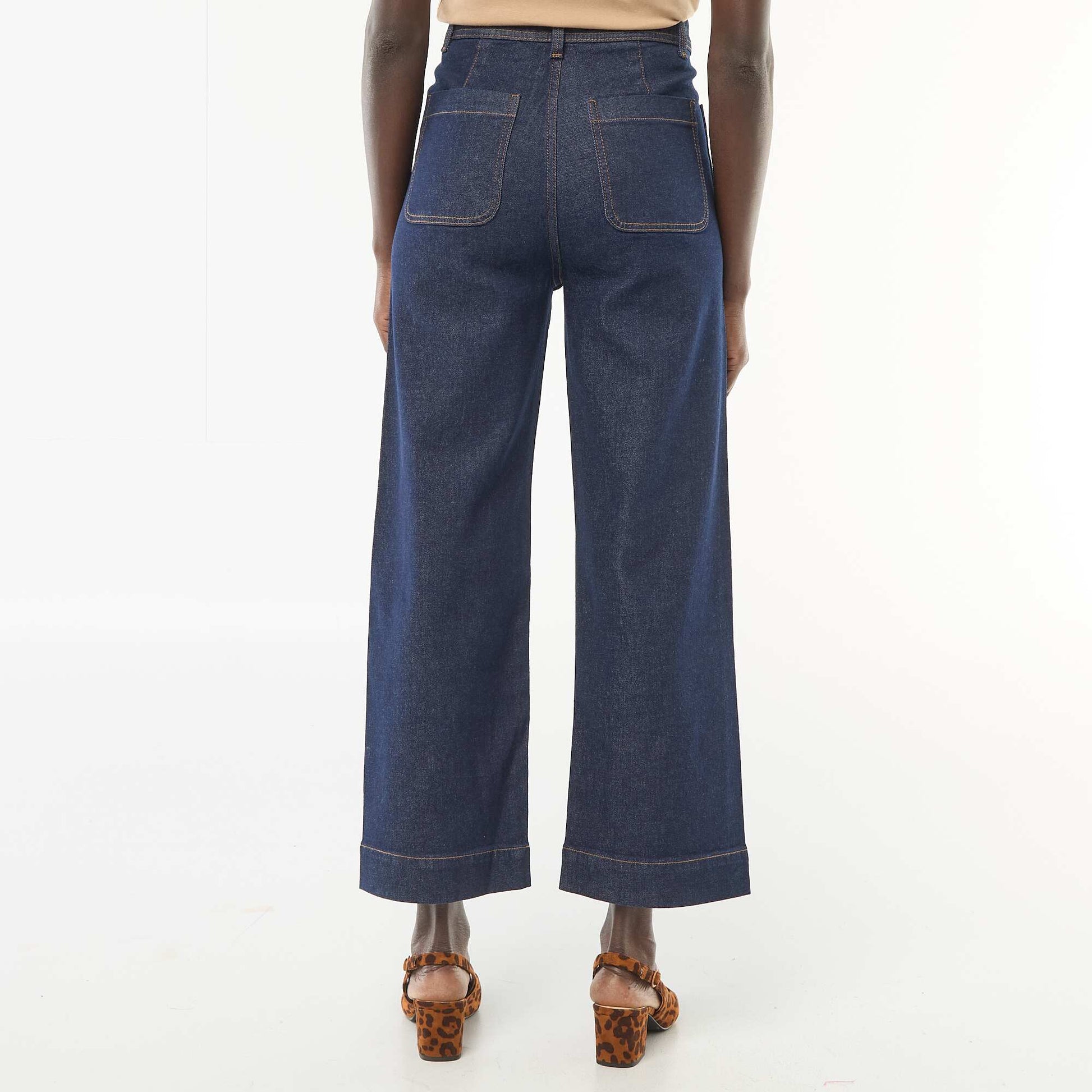 Pantalon denim cropped avec boutons RINCE