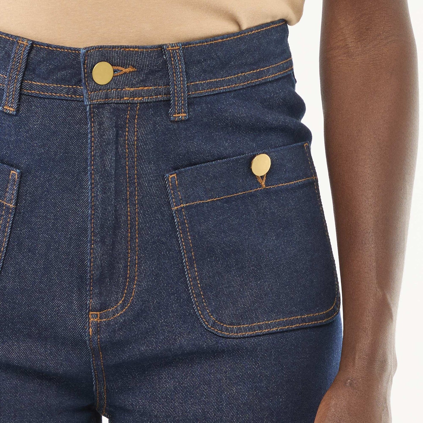 Pantalon denim cropped avec boutons RINCE