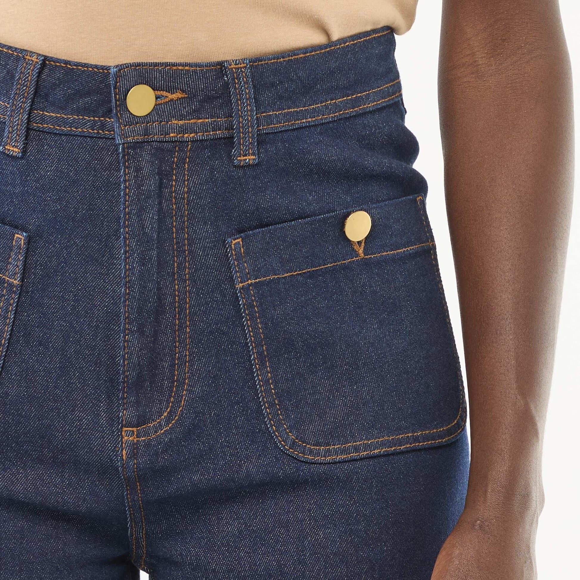 Pantalon denim cropped avec boutons RINCE