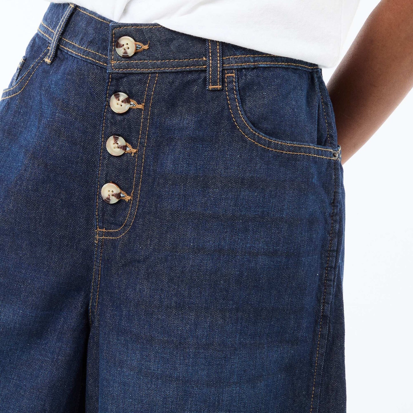 Pantalon denim palazzo avec détails BLEU