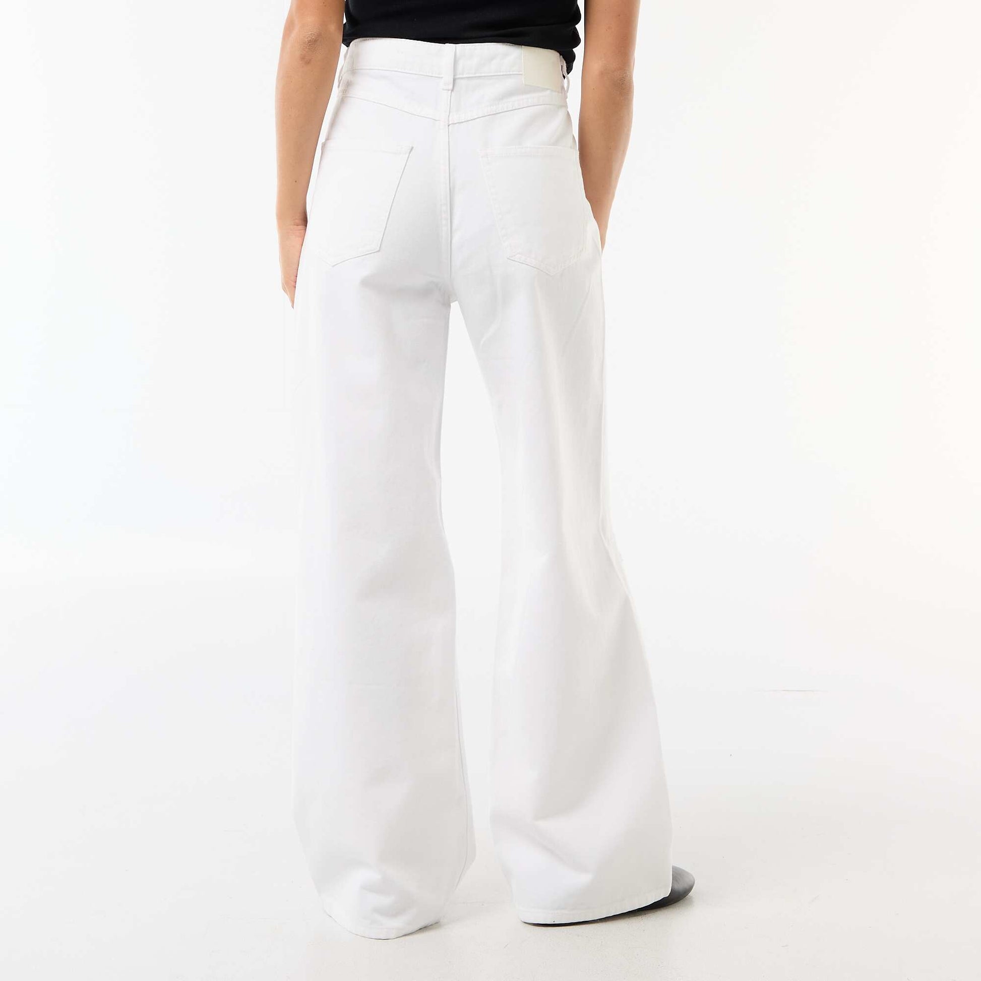 Pantalon wide leg destroy taille basse BLANC