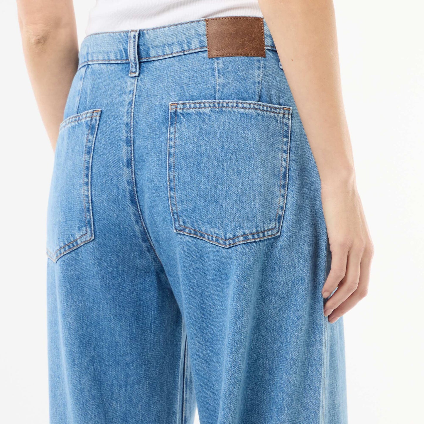 Jean palazzo à coupe large et taille haute BLEU
