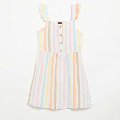 Robe à bretelles volantées BLANC