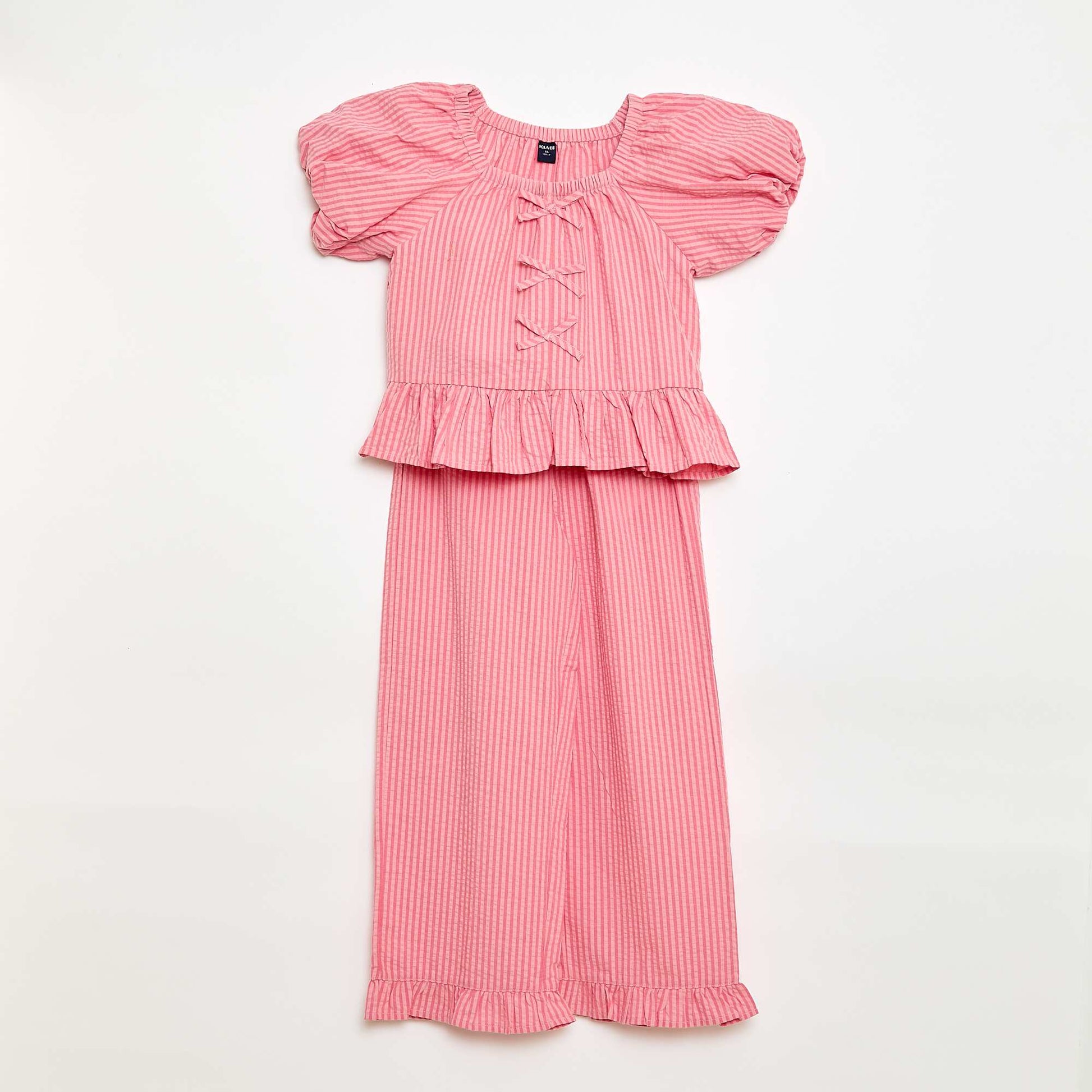 Ensemble top + pantalon avec détails en coton ROSE