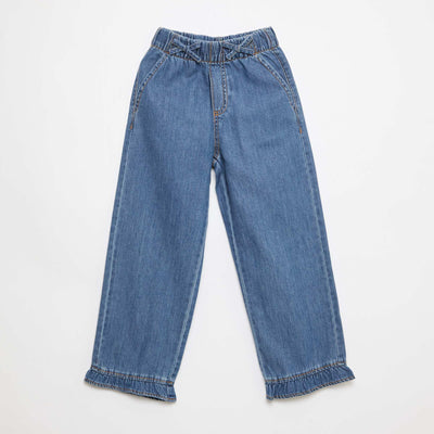 Pantalon fluide effet jean BLEU FONCé