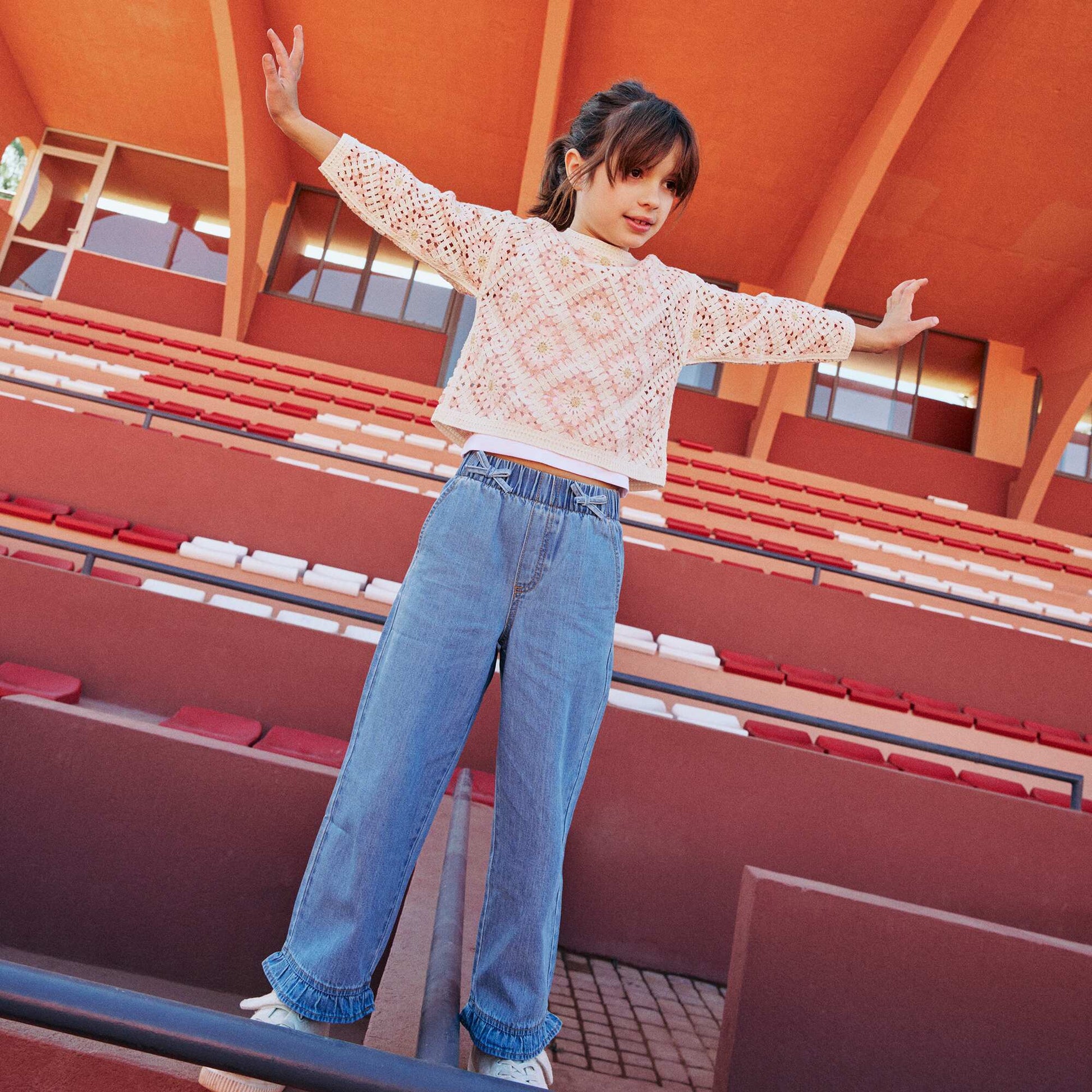 Pantalon fluide effet jean BLEU