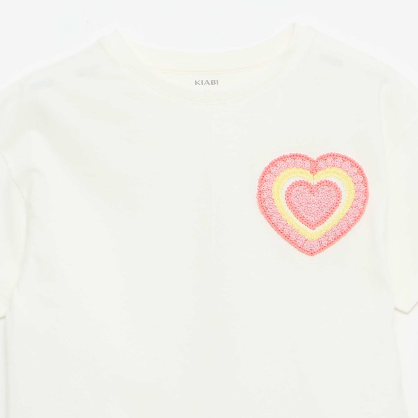 Tee-shirt avec broderie à la poitrine BLANC