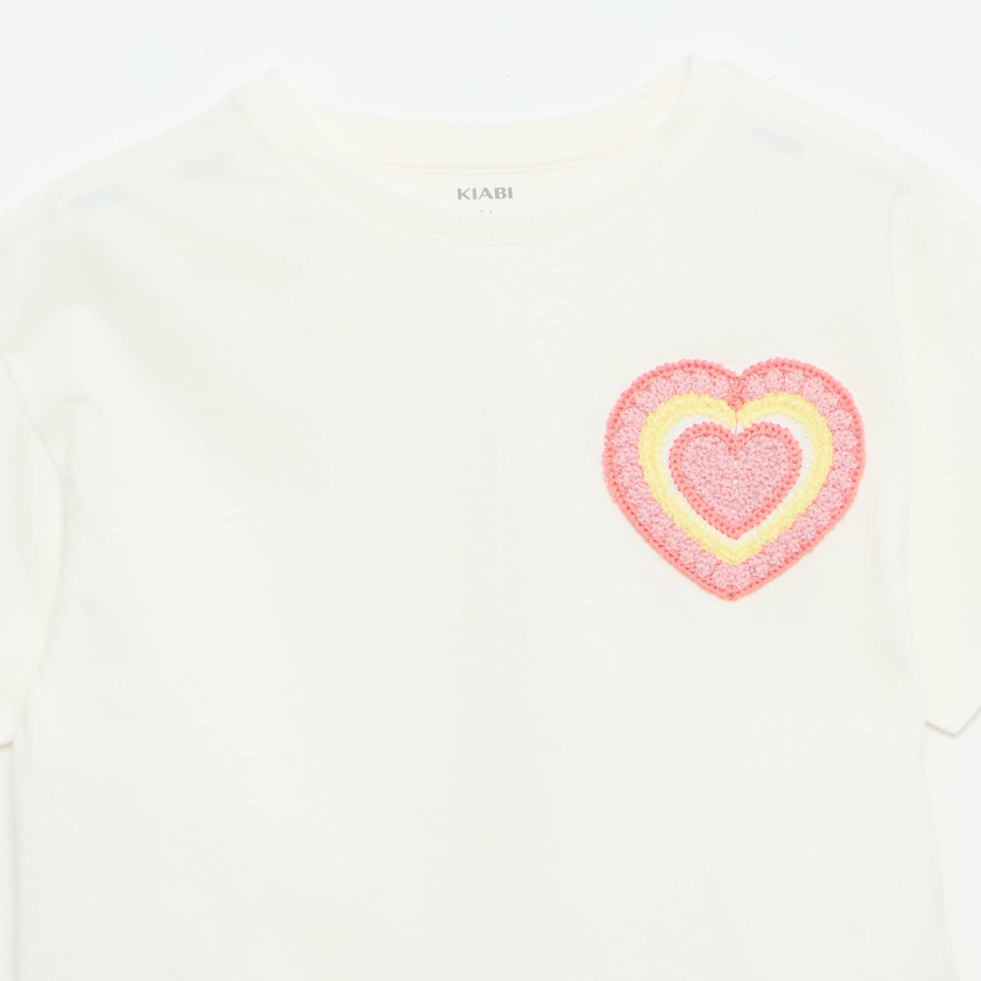 Tee-shirt avec broderie à la poitrine BLANC