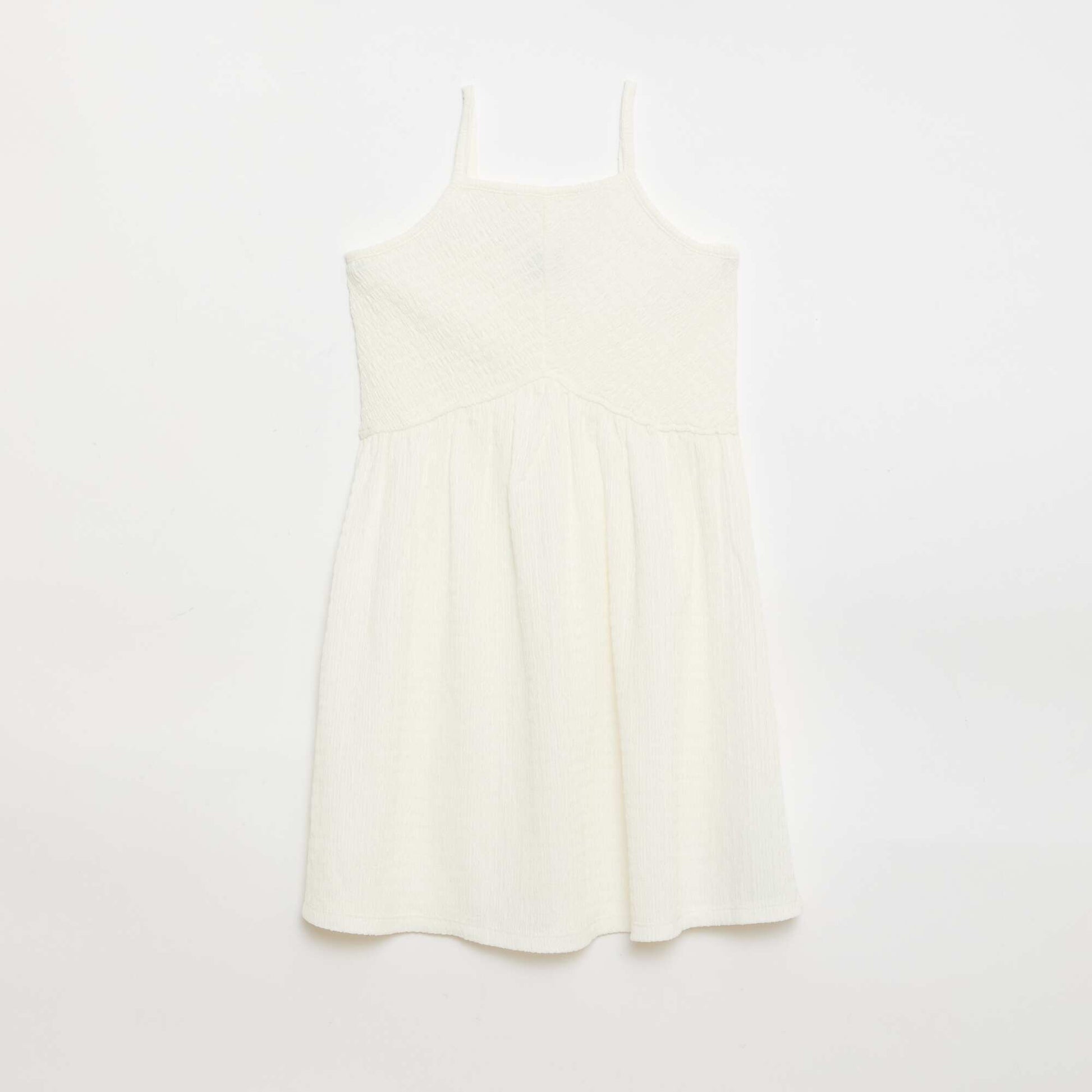 Robe smockée à fines bretelles BLANC