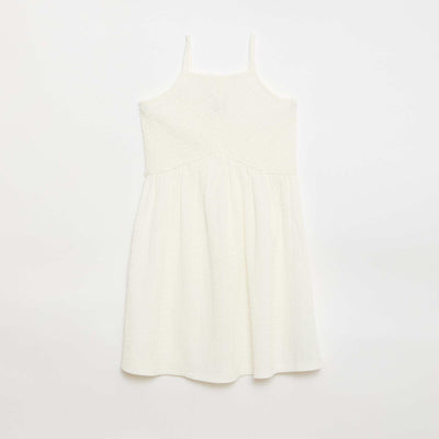 Robe smockée à fines bretelles BLANC