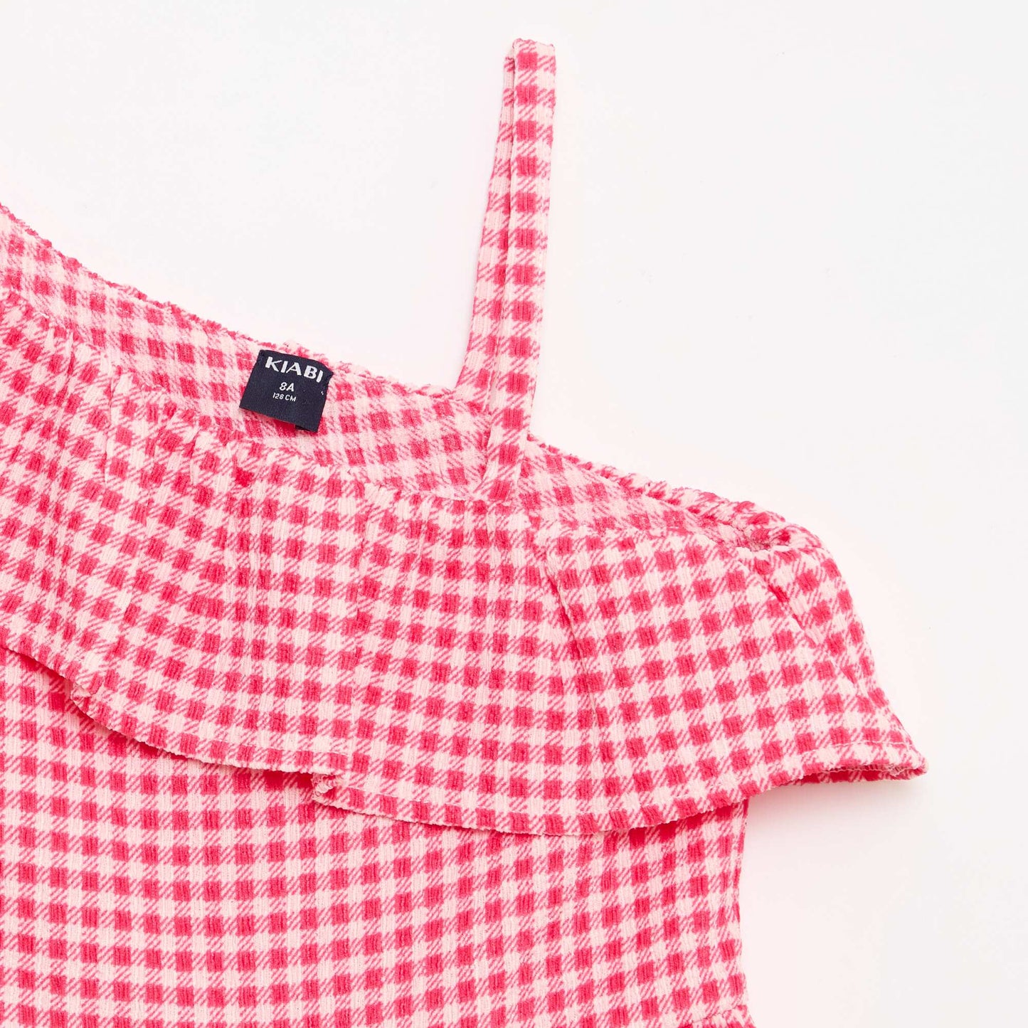 Robe à col asymétrique volanté à motif ROSE