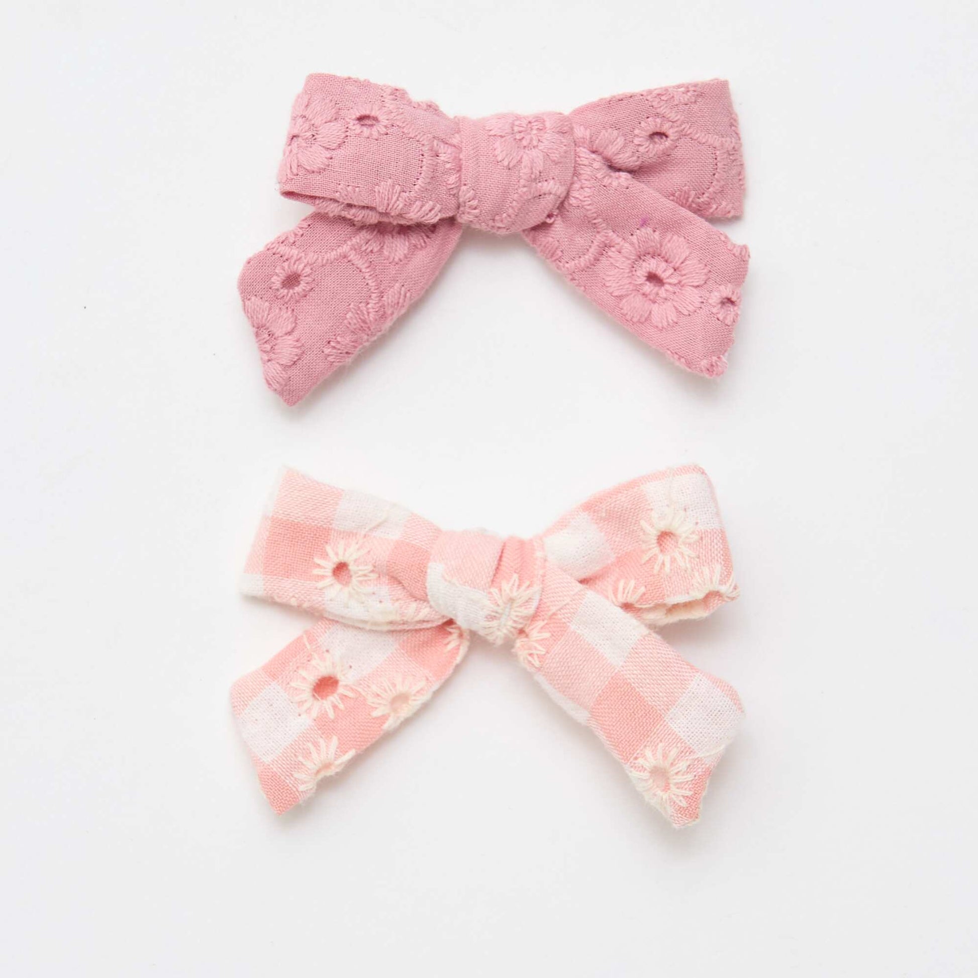 Lot 2 pinces croco à noeud ROSE