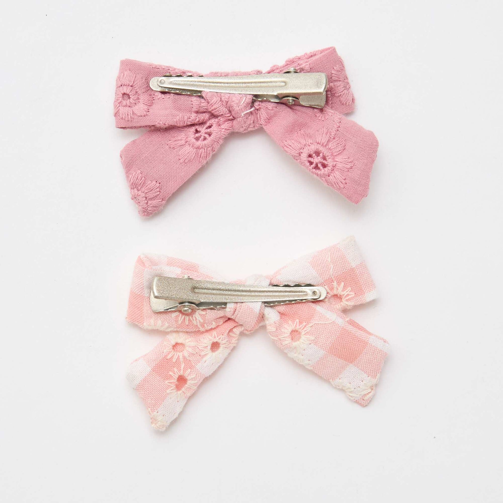 Lot 2 pinces croco à noeud ROSE