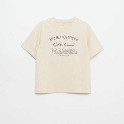 T-shirt à manches courtes imprimé BEIGE