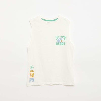 Débardeur en jersey de coton avec imprimé BLANC