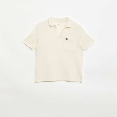 Polo en matière en nid d'abeilles BLANC