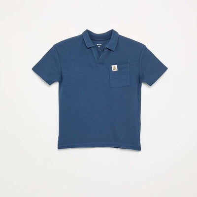 Polo en matière en nid d'abeilles BLANC