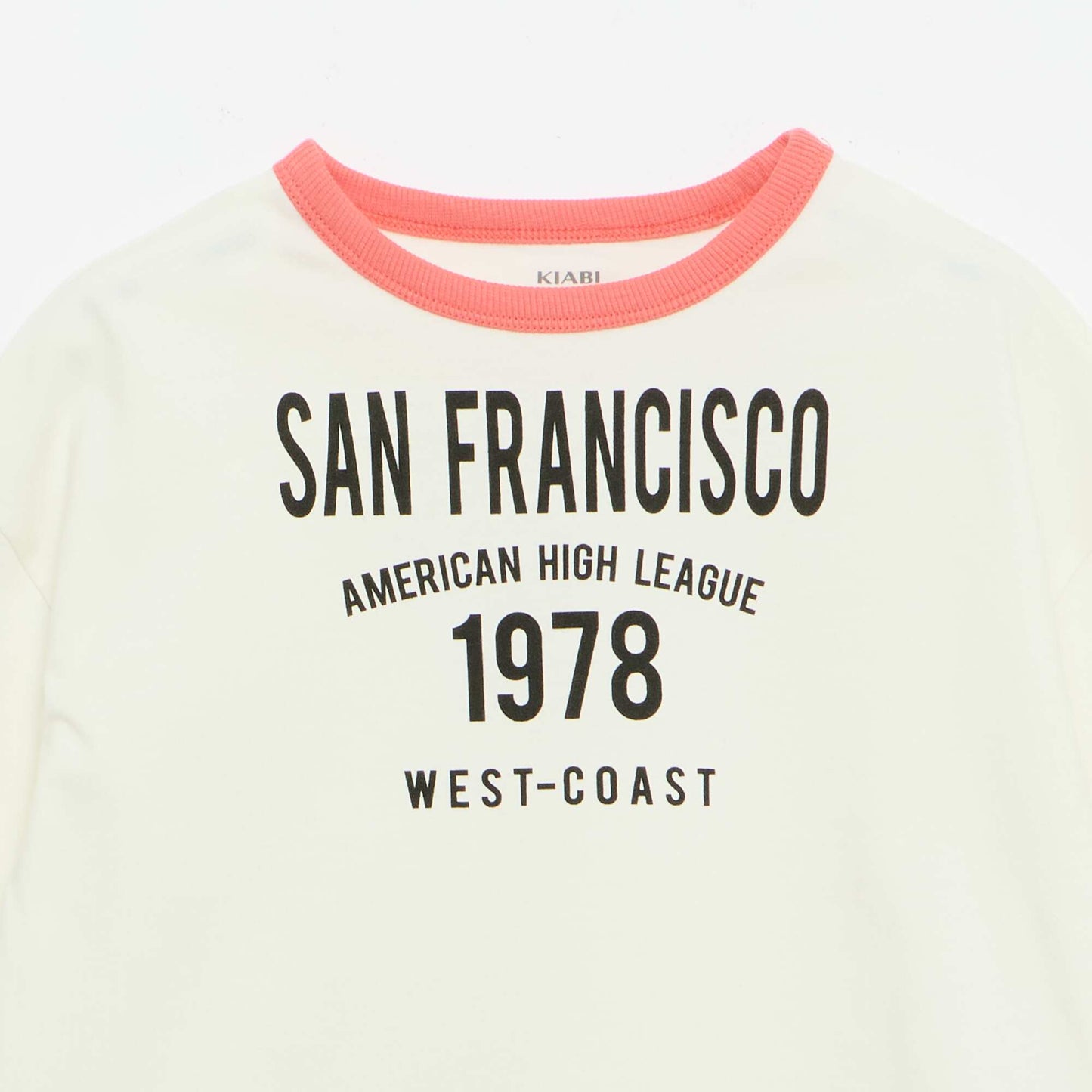 T-shirt imprimé fantaisie manches courtes avec biais contrastants BLANC