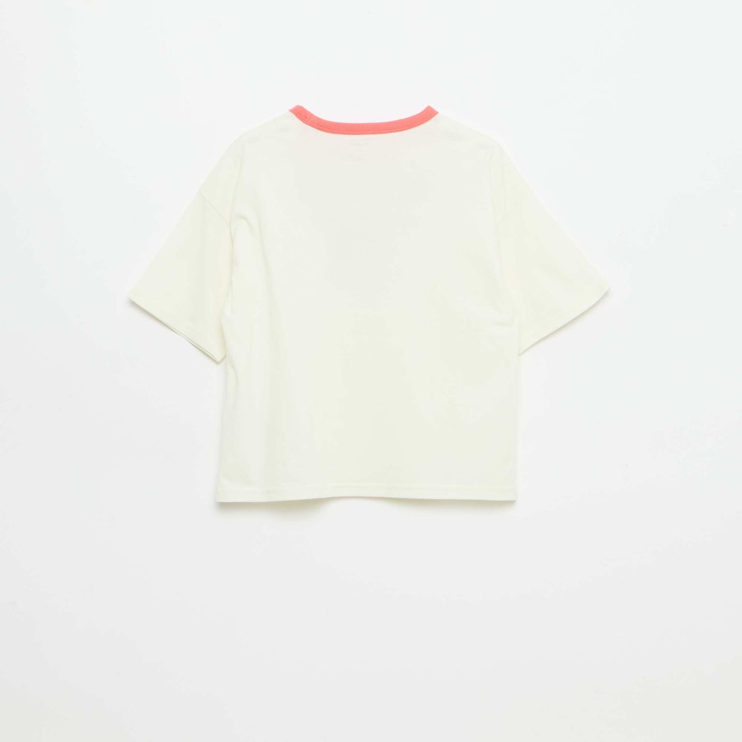 T-shirt imprimé fantaisie manches courtes avec biais contrastants BLANC