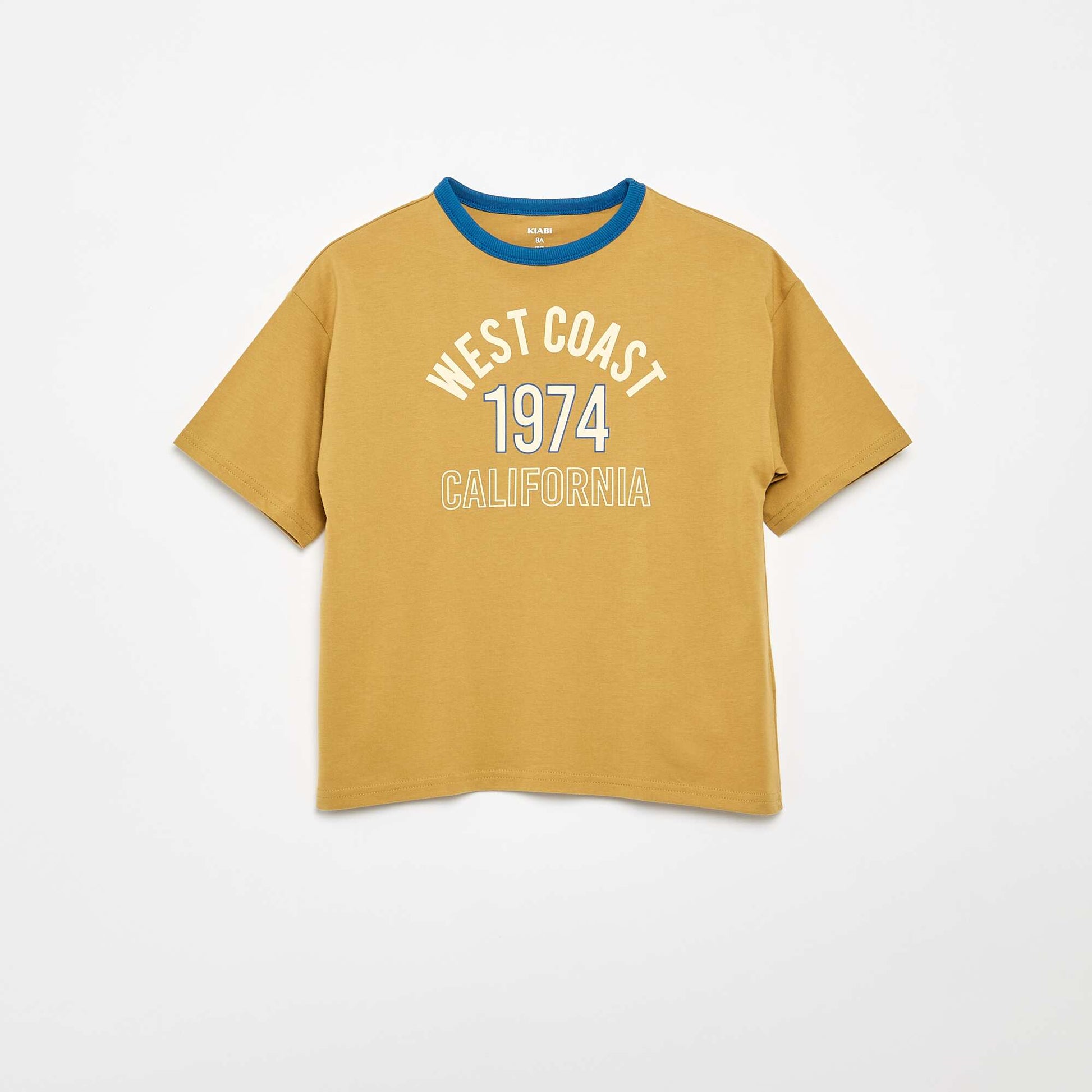 T-shirt imprimé fantaisie manches courtes avec biais contrastants KAKI