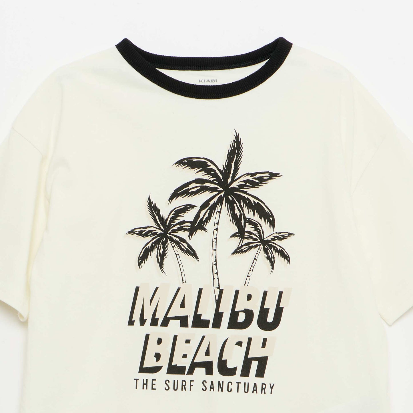 T-shirt imprimé fantaisie manches courtes avec biais contrastants BLANC