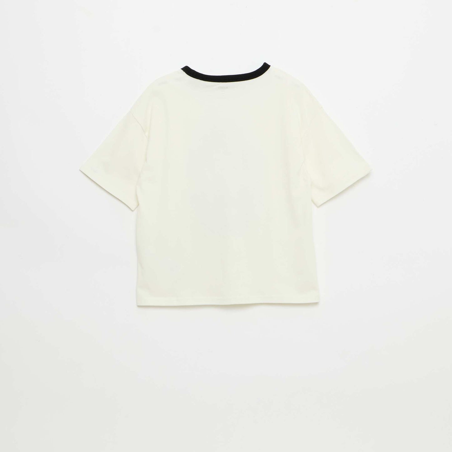 T-shirt imprimé fantaisie manches courtes avec biais contrastants BLANC