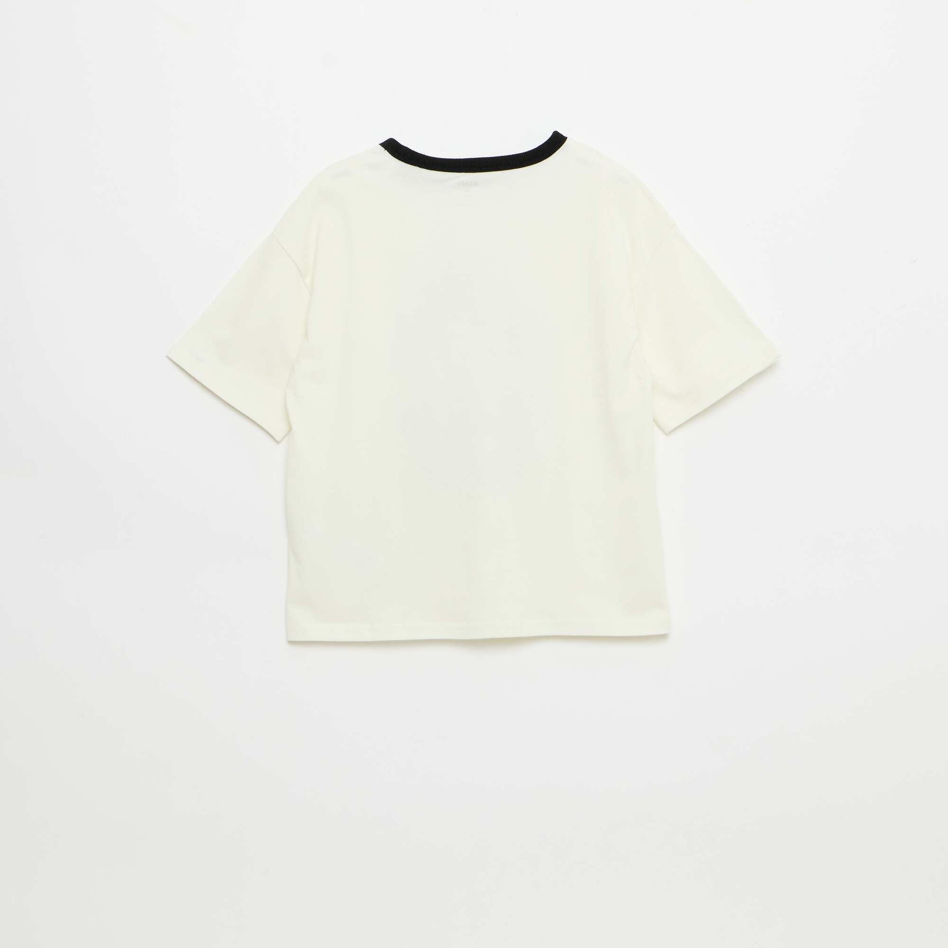 T-shirt imprimé fantaisie manches courtes avec biais contrastants BLANC