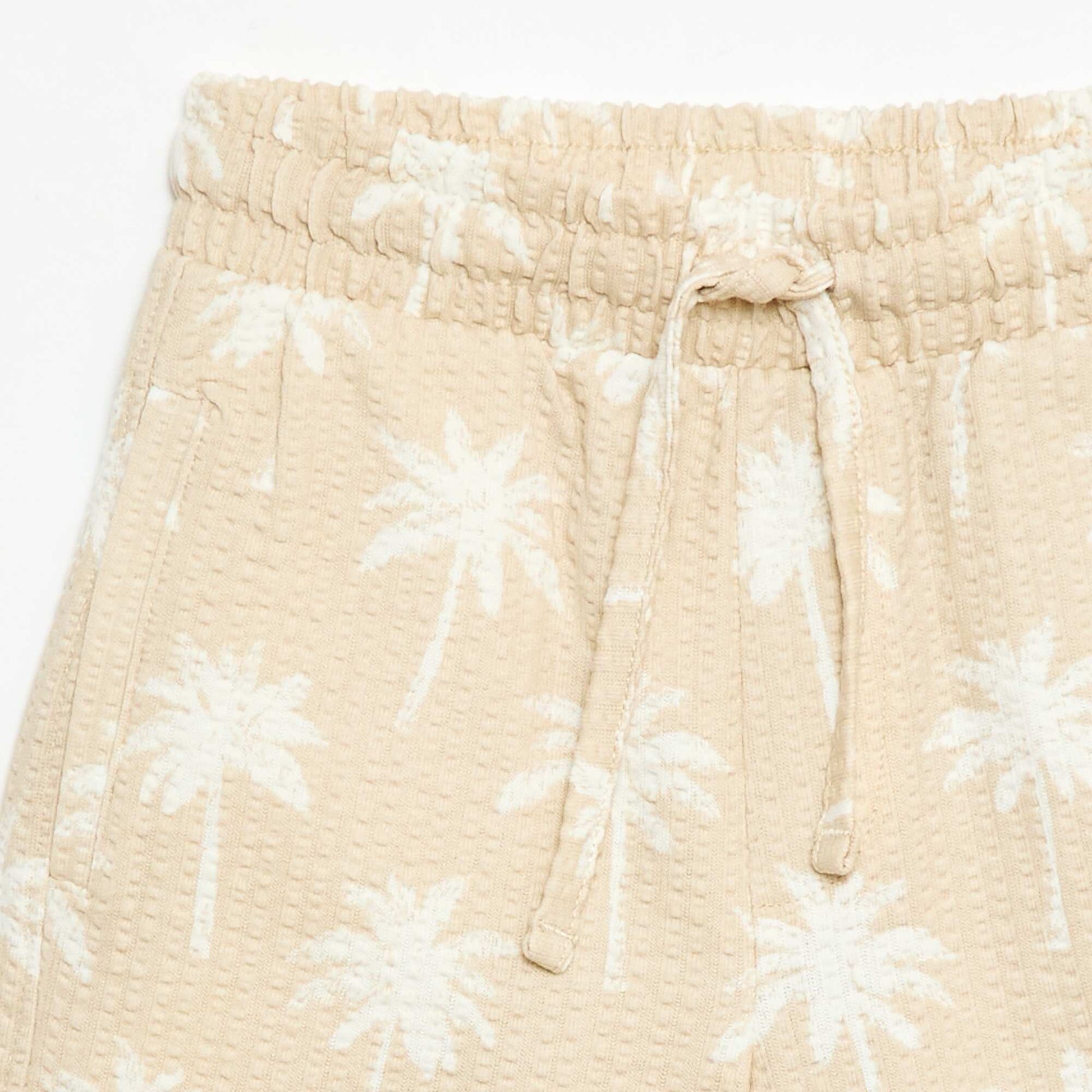 Short à taille élastiquée en coton BEIGE