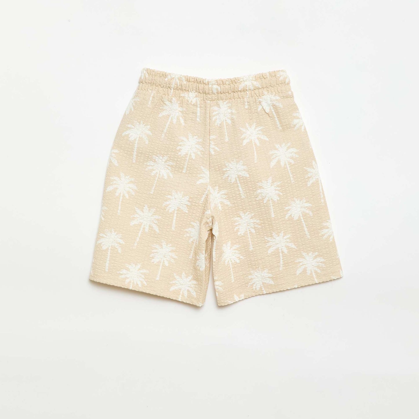 Short à taille élastiquée en coton BEIGE