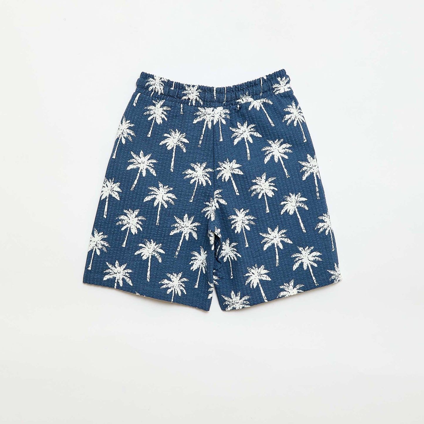 Short à taille élastiquée en coton BLEU