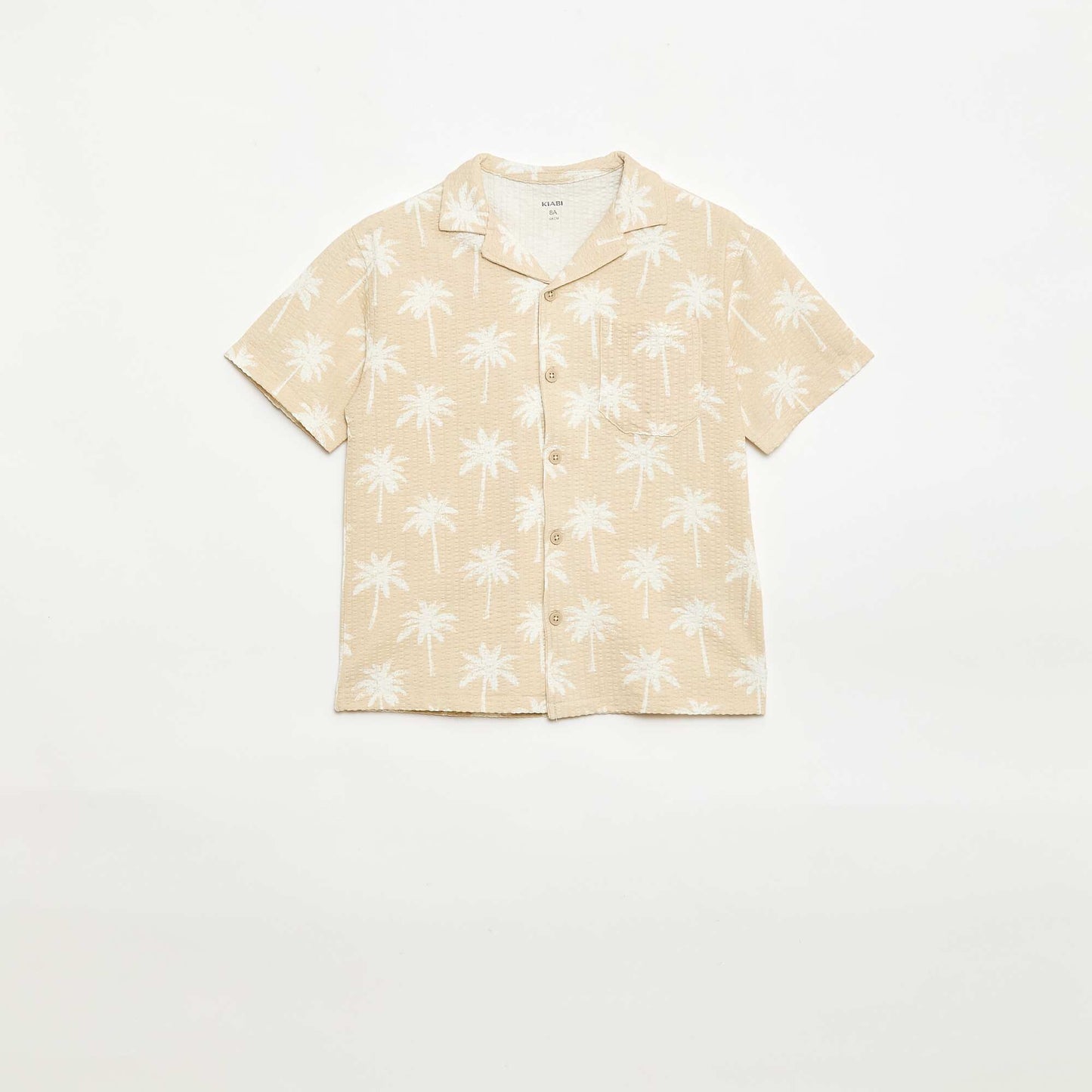 Chemise à manches courtes en nid d'abeilles BEIGE