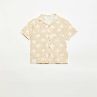 Chemise à manches courtes en nid d'abeilles BEIGE