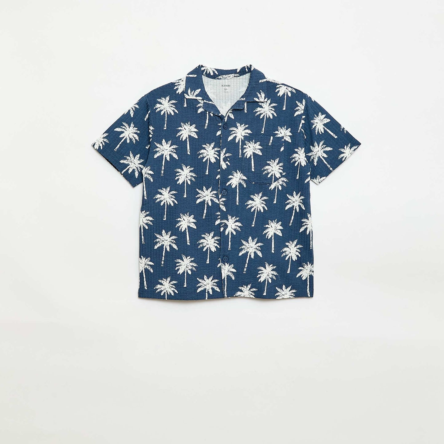 Chemise à manches courtes en nid d'abeilles BLEU