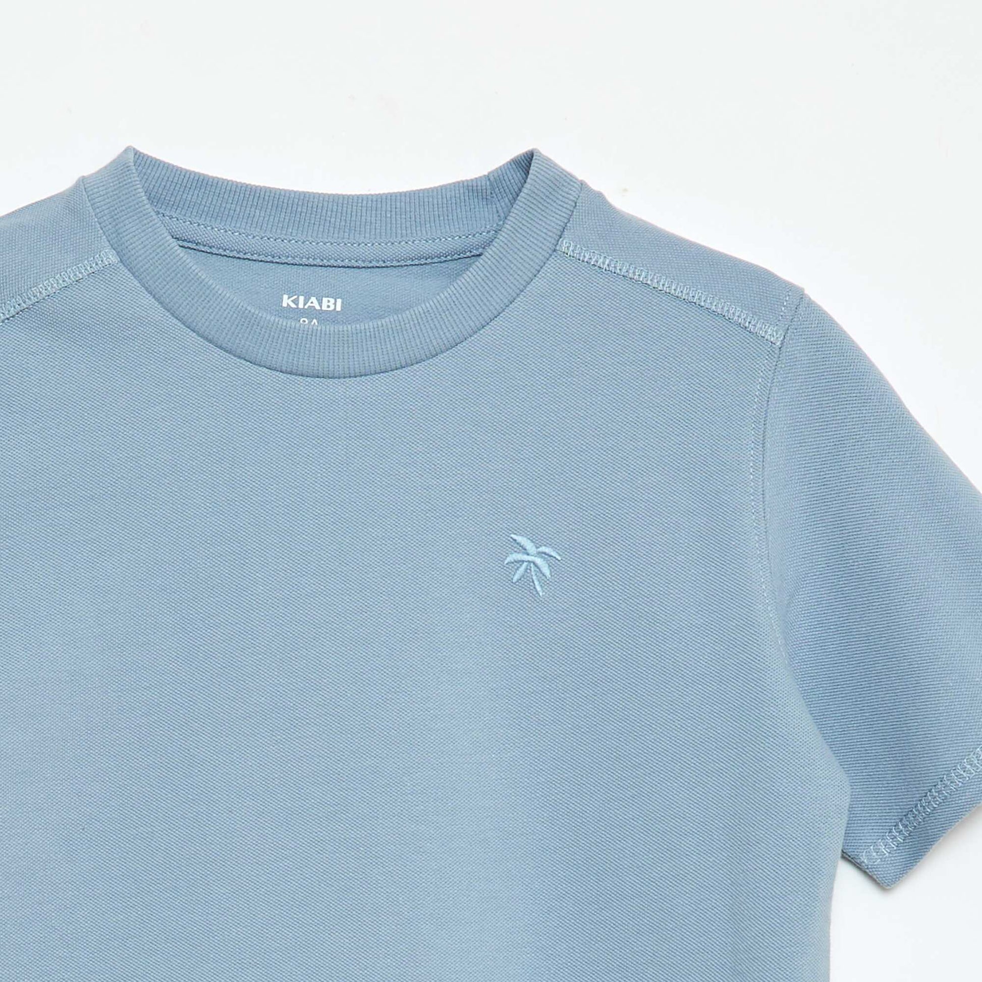 Ensemble t-shirt + short en piqué de coton BLEU