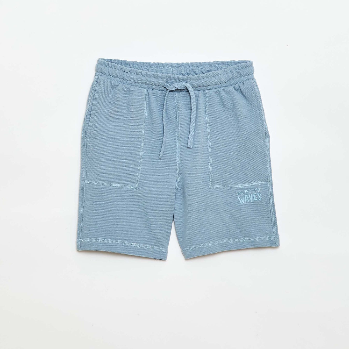 Ensemble t-shirt + short en piqué de coton BLEU