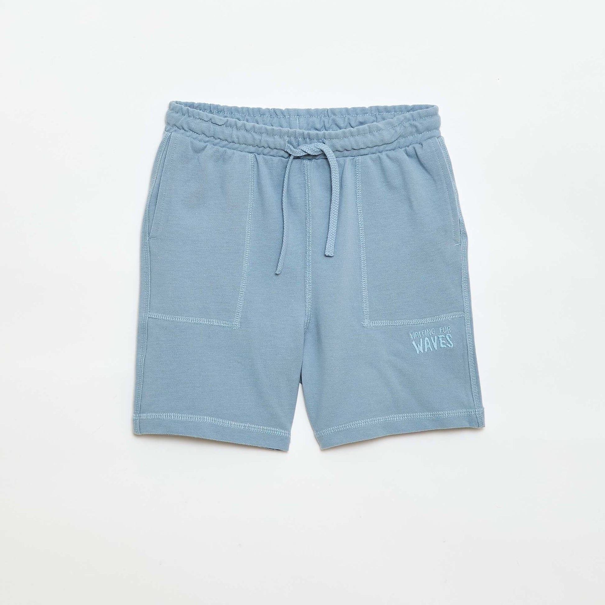 Ensemble t-shirt + short en piqué de coton BLEU